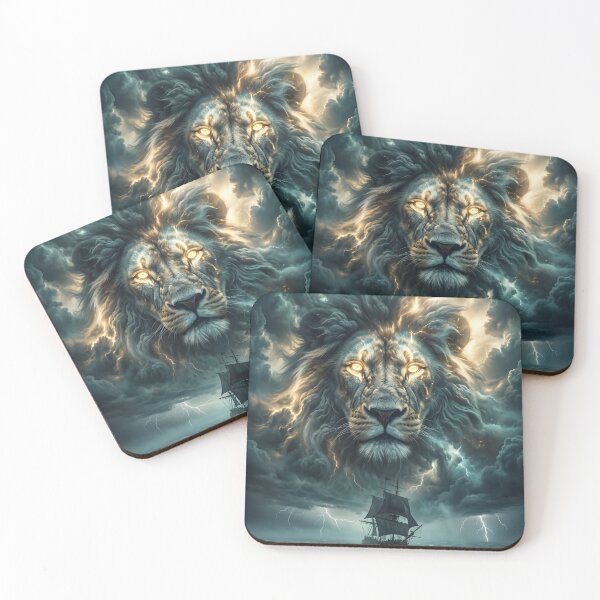 Item preview, Storm Lion Fantasy Ocean Ship Epic Artwork T-Shirt 1 designed and sold by canvahub.