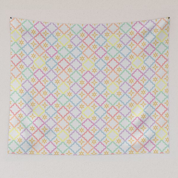 Item preview, Bubbly Starry Quatrefoil Print - Candy Rainbow and White designed and sold by Daniel Bevis Design.