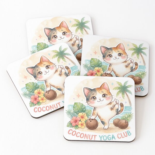Item preview, Lani Wellness Collection -Coconut Yoga Club | Cozy Hawaiian Self-Care Cat Series designed and sold by LaniDigitalNook.