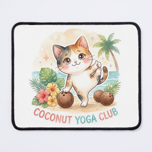 Item preview, Lani Wellness Collection -Coconut Yoga Club | Cozy Hawaiian Self-Care Cat Series designed and sold by LaniDigitalNook.