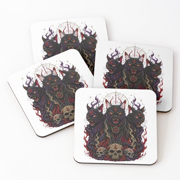 Item preview, Demon Cats Embroidery Gothic Horror Streetwear Design. designed and sold by HorrorInkStudio.