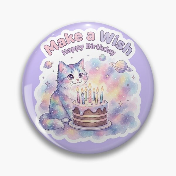 Item preview, Make A Wish Happy Birthday : Pastel Galaxy Cat Floating in Space designed and sold by LaniDigitalNook.