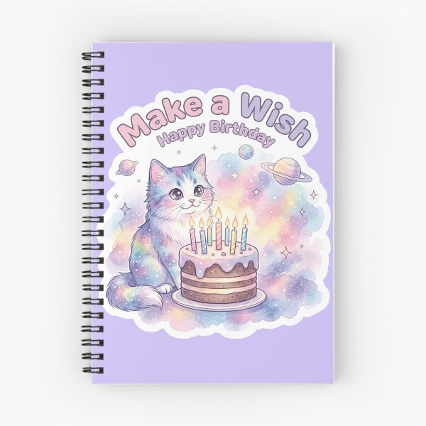 Item preview, Make A Wish Happy Birthday : Pastel Galaxy Cat Floating in Space designed and sold by LaniDigitalNook.
