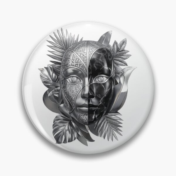 Item preview, Luxury Dual Face Mask Wall Art – Black & Silver Metallic Botanical Gothic Design designed and sold by MonaRose_Art.