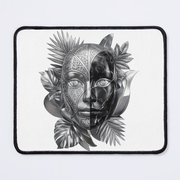 Item preview, Luxury Dual Face Mask Wall Art – Black & Silver Metallic Botanical Gothic Design designed and sold by MonaRose_Art.