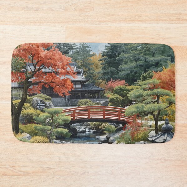 Item preview, Japanese Zen Garden Bridge Autumn Serenity Art Print designed and sold by photoart1854.