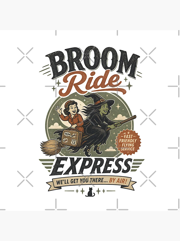 Thumbnail 4 of 4, Clock, Broom Ride Express designed and sold by CreativePrints3.