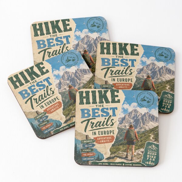 Item preview, TREK EUROPE— Vintage Travel Collage Poster (Hiking Trails) designed and sold by Jandedan.