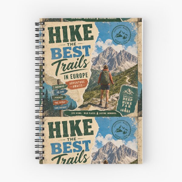Item preview, TREK EUROPE— Vintage Travel Collage Poster (Hiking Trails) designed and sold by Jandedan.