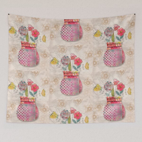 Item preview, Modern Floral Digital Collage – Polka Dots, Damask, and Botanical Art designed and sold by artbydonyale.