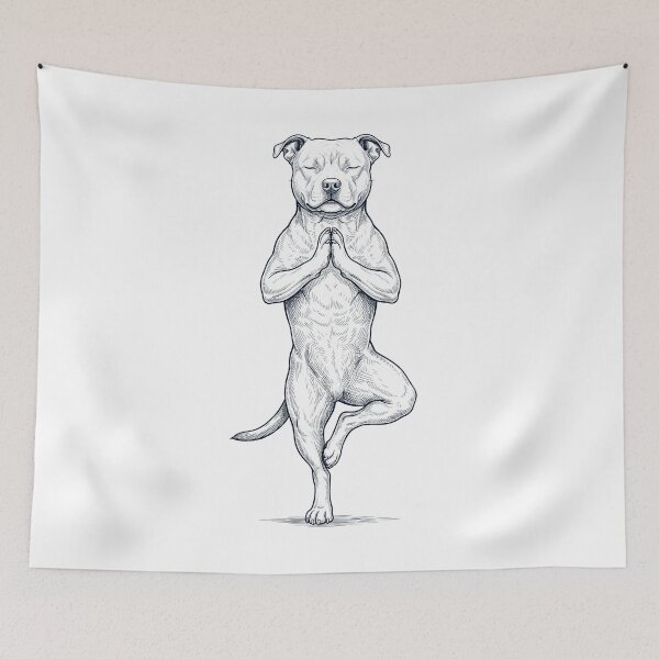 Item preview, Vintage Staffordshire Bull Terrier Yoga Tree Pose Dog Mom Lover designed and sold by TerryConnells.