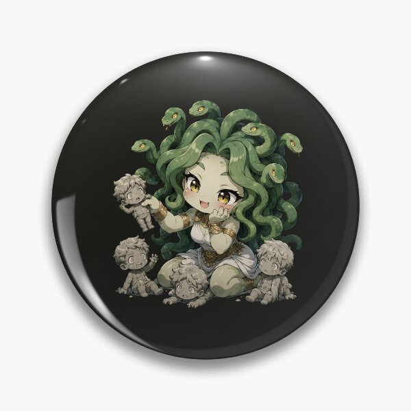 Item preview, Medusa Playing | Chibi Medusa designed and sold by Funny Vintage Stickers And T-Shirts.