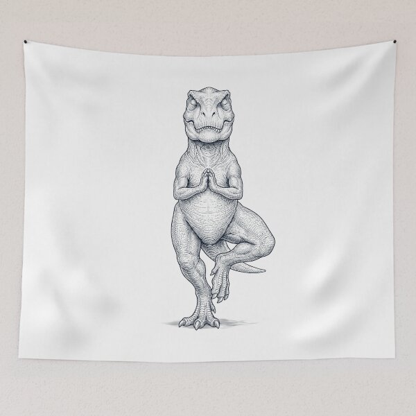 Item preview, Vintage T Rex Dinosaur Yoga Tree Pose Animal Lover designed and sold by TerryConnells.