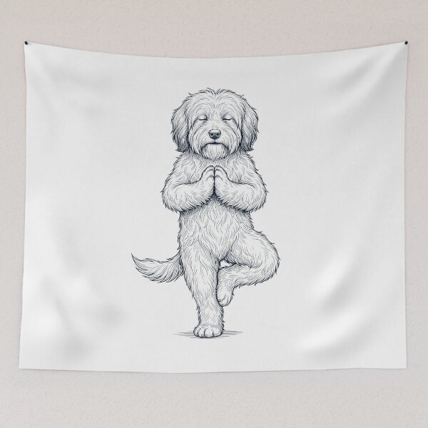 Item preview, Vintage Tibetan Terrier Yoga Tree Pose Dog Mom Lover designed and sold by TerryConnells.