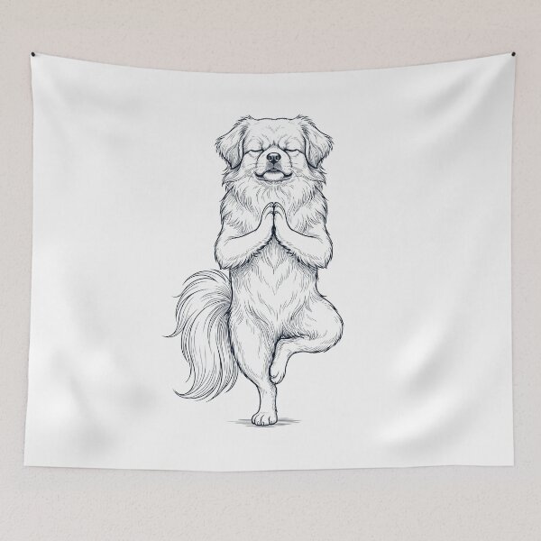 Item preview, Vintage Tibetan Spaniel Yoga Tree Pose Dog Mom Lover designed and sold by TerryConnells.