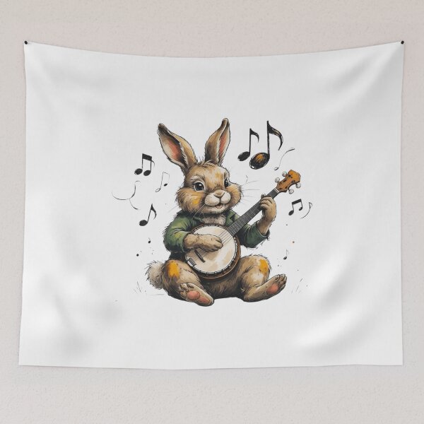 Item preview, Whimsical Woodland Bunny Musician designed and sold by AQUILAKREO.