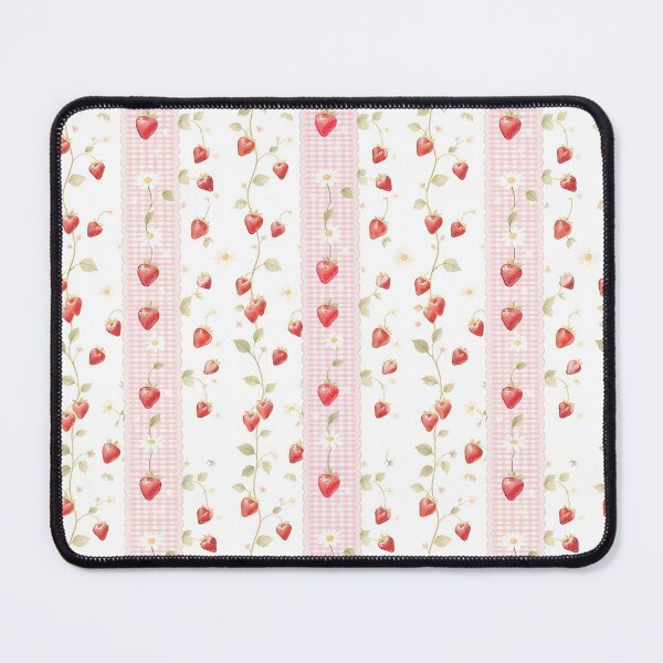 Item preview, Strawberry Gingham Border Stripe Pattern designed and sold by pola-pola.