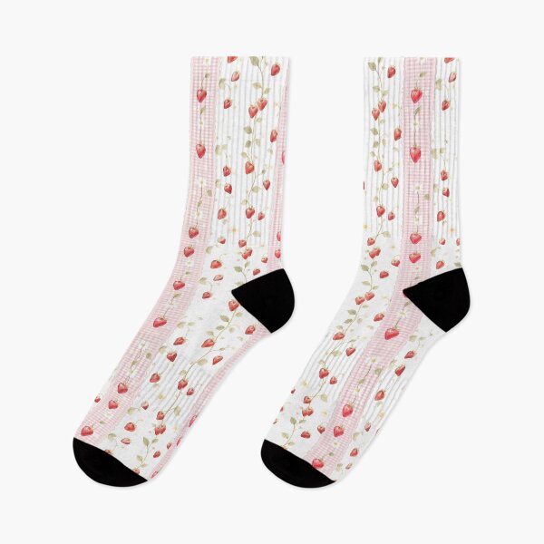 Item preview, Strawberry Gingham Border Stripe Pattern designed and sold by pola-pola.