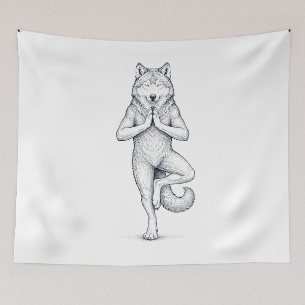 Item preview, Vintage Wolf Yoga Tree Pose Animal Lover designed and sold by TerryConnells.