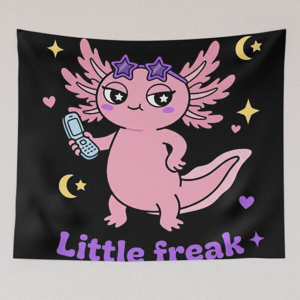 Item preview, Little Freak Kawaii Pink Axolotl Y2K Star Sticker designed and sold by CrystalMineArts.