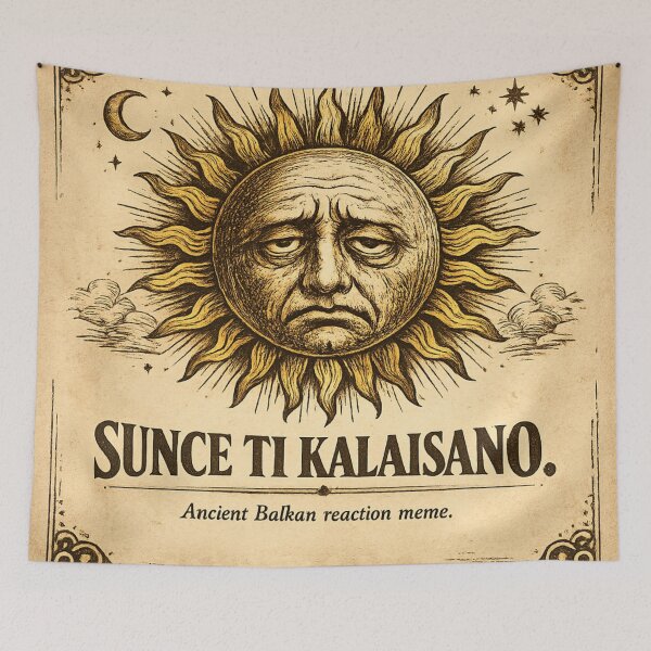 Item preview, Sunce Ti Kalaisano – Vintage Balkan Reaction Meme designed and sold by InnerwayStudio.