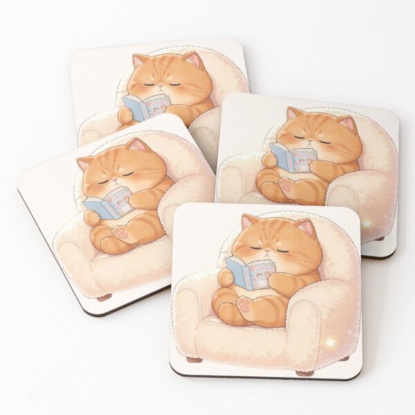 Item preview, Sleepy Ginger Cat Reading Book Chair  designed and sold by Moody Vibes Studio.