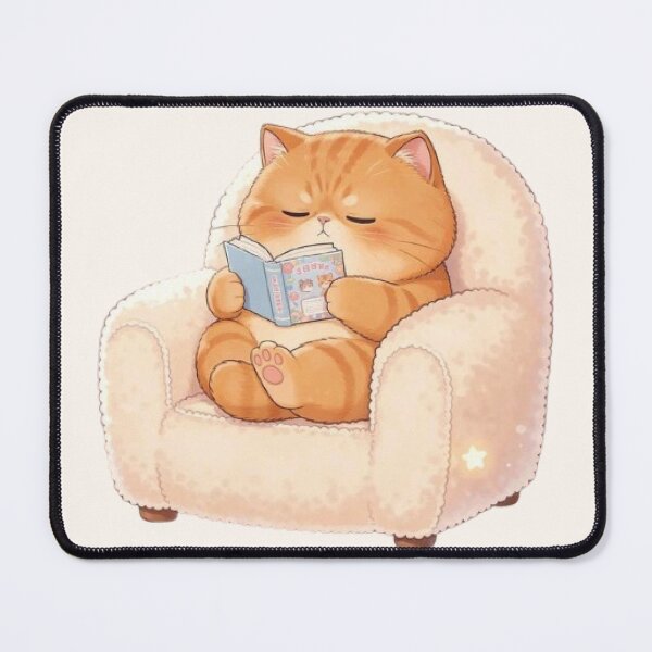 Item preview, Sleepy Ginger Cat Reading Book Chair designed and sold by Moody Vibes Studio.