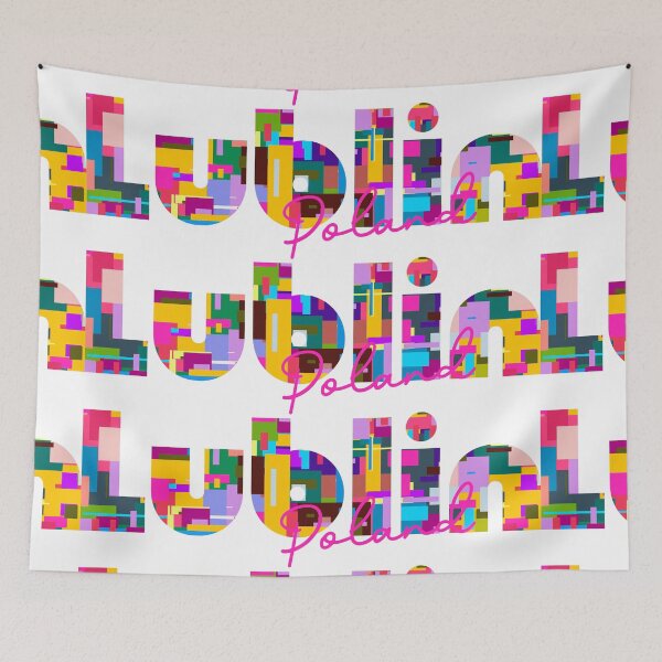 Item preview, Lublin, Poland, Vibrant Abstract City Typography Art designed and sold by Wanderful-roads.