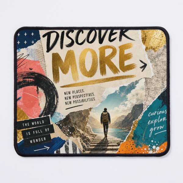 Item preview, DISCOVER MORE — Mixed‑Media Travel Collage Poster designed and sold by Jandedan.