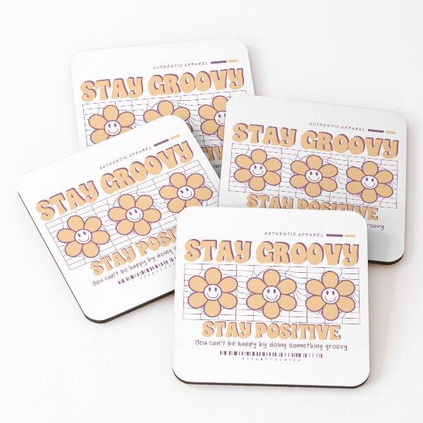Item preview, Stay Groovy Stay Positive Retro Flower Graphic Hippie Streetwear T-Shirt designed and sold by Groovy Looks.