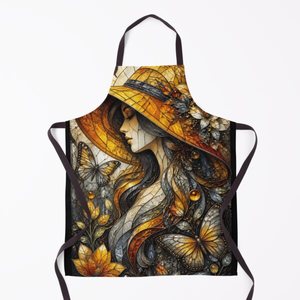 Item preview, Golden Hour Muse: Elegant Stained Glass Floral Portrait designed and sold by Soluna Studio.