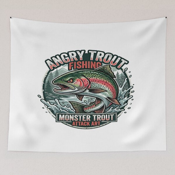 Item preview, Angry Rainbow Trout Fishing - Monster Trout Attack Art designed and sold by ClaussShop.