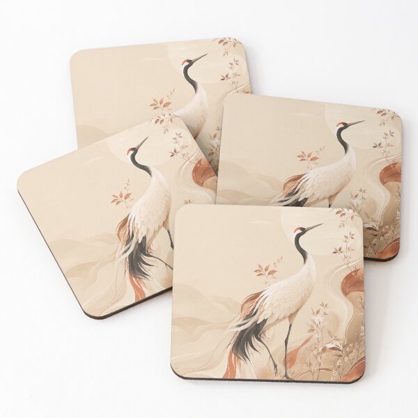 Item preview, Warm Earth Crane, Elegant Minimalist Wildlife Wall Art designed and sold by ms_illustration.