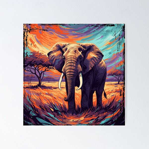 Item preview, Vibrant Painted Elephant Art designed and sold by Fabrikola.