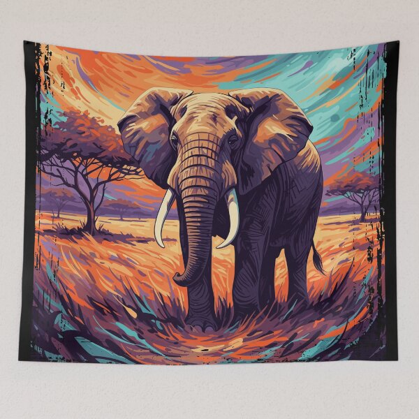 Item preview, Vibrant Painted Elephant Art designed and sold by Fabrikola.