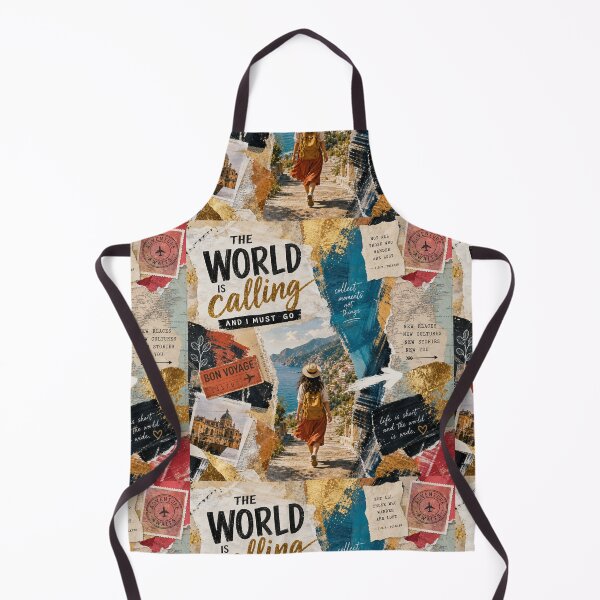 Item preview, WORLD IS CALLING — Mixed‑Media Travel Collage Poster designed and sold by Jandedan.