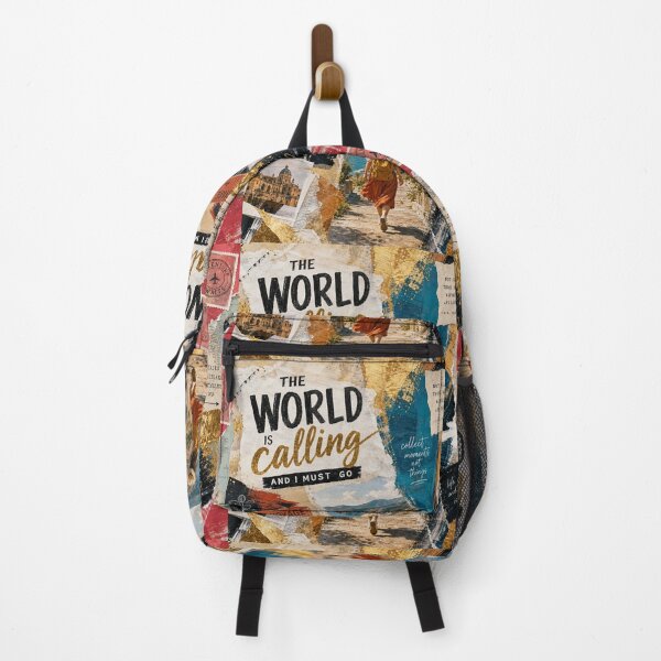 Item preview, WORLD IS CALLING — Mixed‑Media Travel Collage Poster designed and sold by Jandedan.