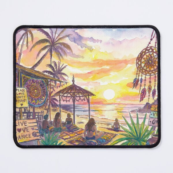 Item preview, Sunset Serenity on Goa Shores With Lovers and Yoga designed and sold by artshop77.