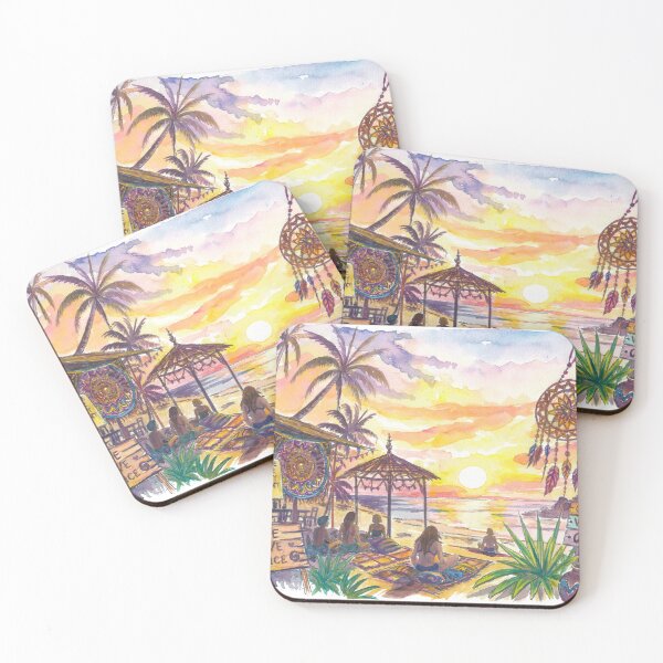 Item preview, Sunset Serenity on Goa Shores With Lovers and Yoga designed and sold by artshop77.