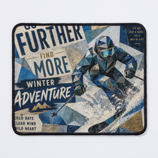 Item preview, WINTER ADVENTURE — Cubist Mixed‑Media Collage Poster (Impasto & Ice Blues) designed and sold by Jandedan.