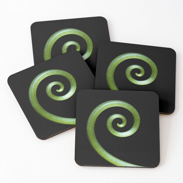 Item preview, Green spiral abstract on black background designed and sold by TanalyFlowers.