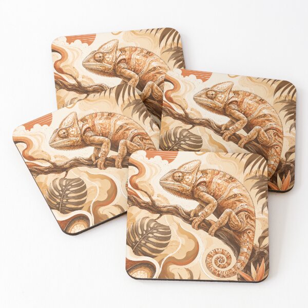 Item preview, Elegant Chameleon in Warm Earth Tones, Tropical Wall Art designed and sold by ms_illustration.