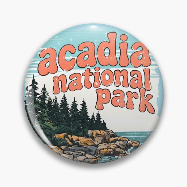 Item preview, Acadia National Park Colorful Landscape Retro Seal designed and sold by HowToCanadian.