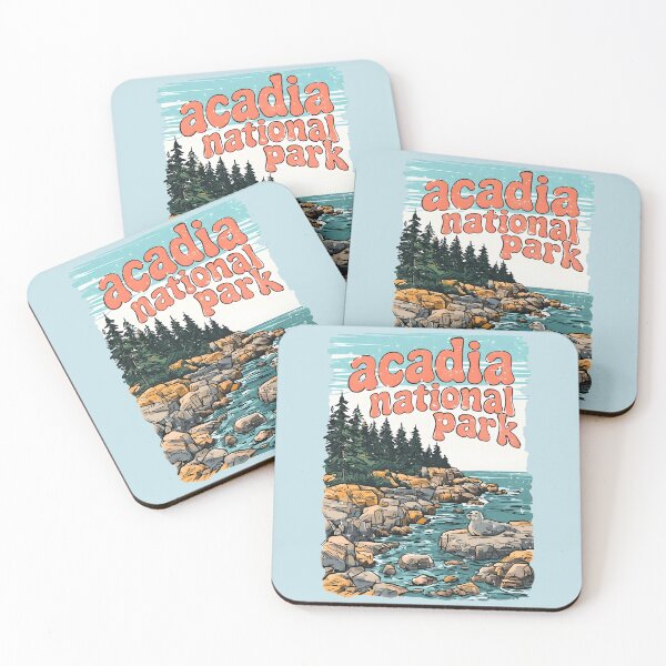 Item preview, Acadia National Park Colorful Landscape Retro Seal designed and sold by HowToCanadian.