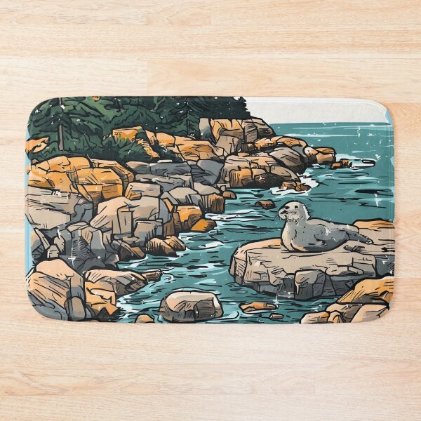 Item preview, Acadia National Park Colorful Landscape Retro Seal designed and sold by HowToCanadian.