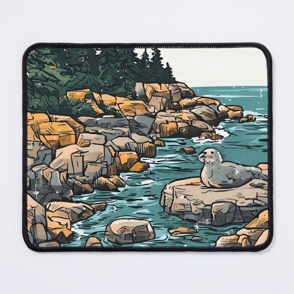 Item preview, Acadia National Park Colorful Landscape Retro Seal designed and sold by HowToCanadian.