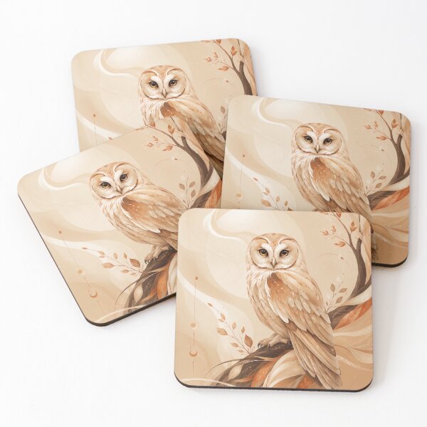 Item preview, Abstract Owl Wildlife Art in Beige and Terracotta Palette designed and sold by ms_illustration.