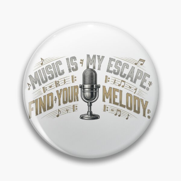 Item preview, Music Is My Escape - Vintage Microphone Musical Quote Art designed and sold by Style-InkPulse.