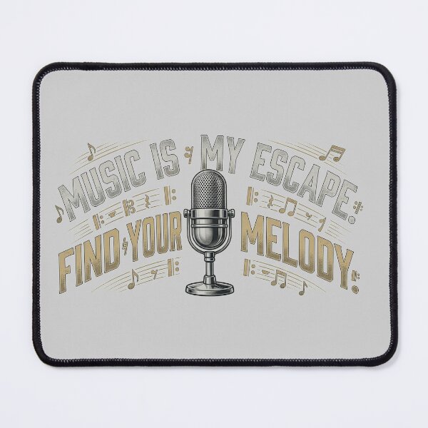 Item preview, Music Is My Escape - Vintage Microphone Musical Quote Art designed and sold by Style-InkPulse.