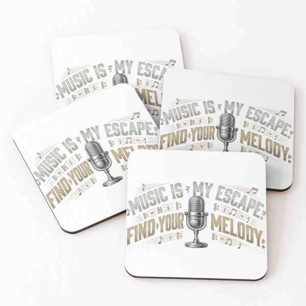 Item preview, Music Is My Escape - Vintage Microphone Musical Quote Art designed and sold by Style-InkPulse.